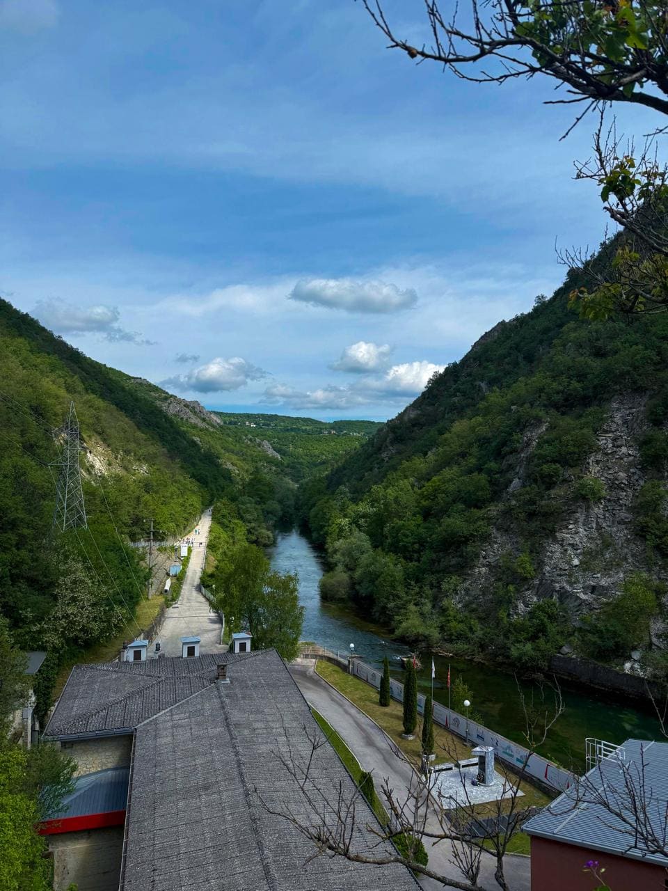 A river winding through a steep, forested gorge